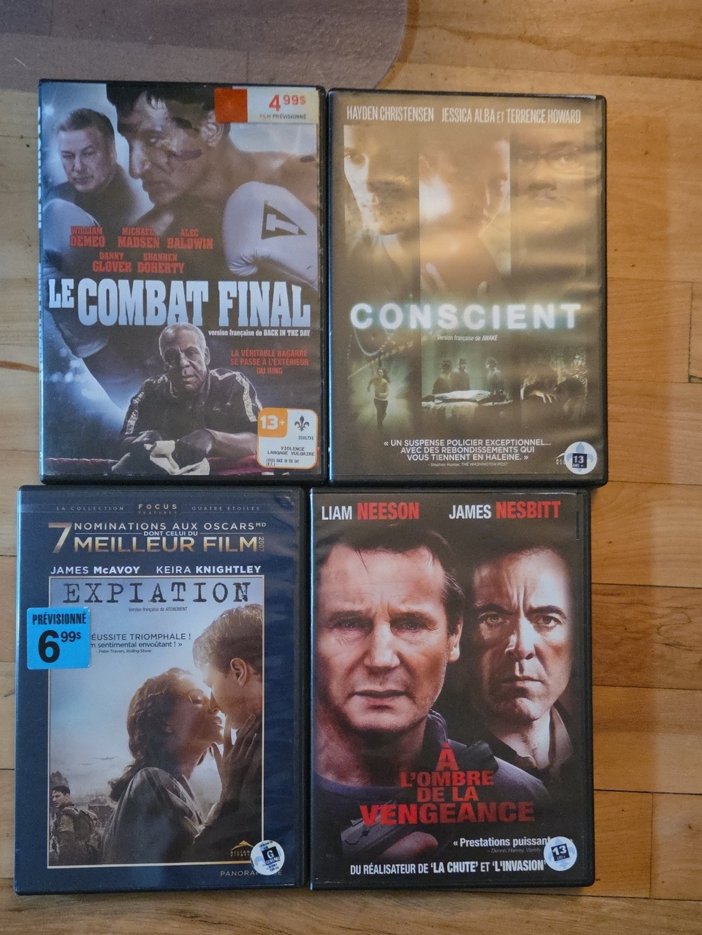 Quatre films en francais 15$